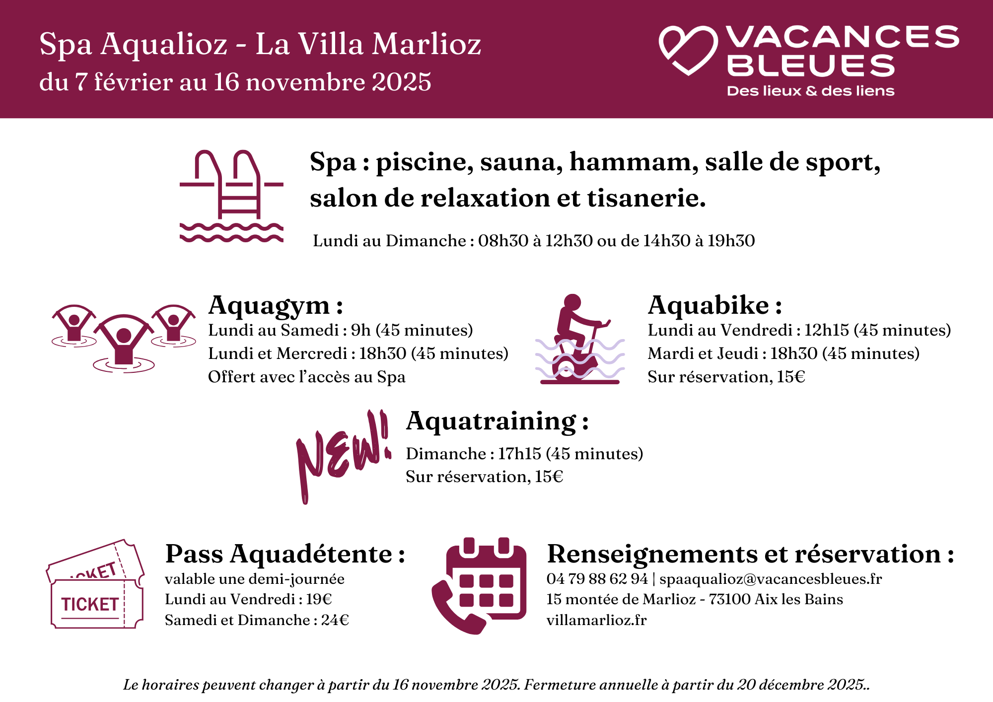 cours aquatiques spa aqualioz - villa marlioz - aix les bains